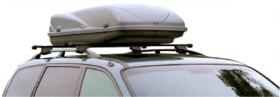 car with roof box white back ground